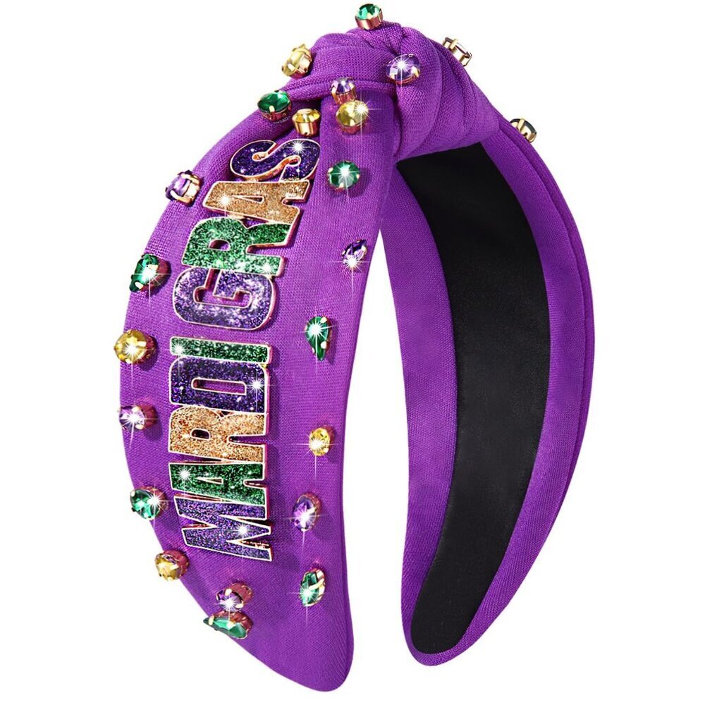 Mardi Gras Headband Women Fabric Rhinestone Pearl Festive Parade Accessories